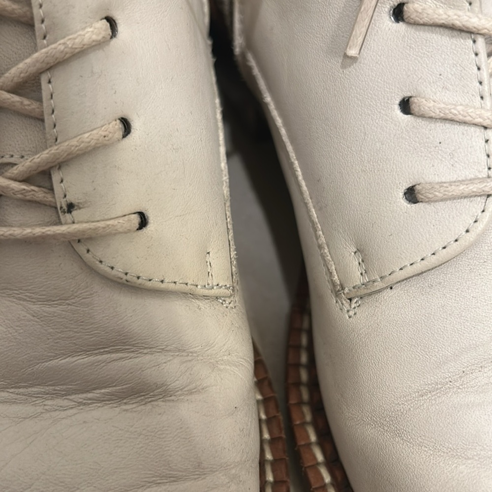 Vince Cabria Leather Combat Lace-up Booties In Off white size 8.5 - Picture 8 of 10